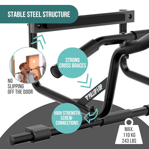 PULLUP & DIP Pull-up bar for door frames for hanging without screws and no slipping, professional door bar, pull-up bar wi...