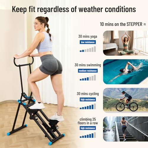 HXD-ERGO Stair Stepper for Home, New Version 6 Adjustable Resistance Vertical Climber Cardio Exercise Machine, Folding Sta...