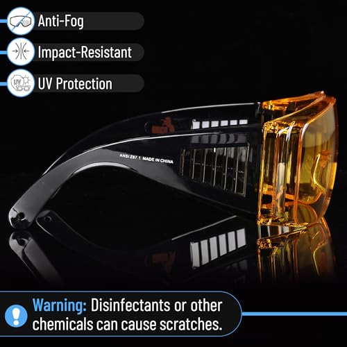 UNCO- Safety Goggles Over Glasses, Protective Goggles, Anti Fog, Work, Safety Glasses Over