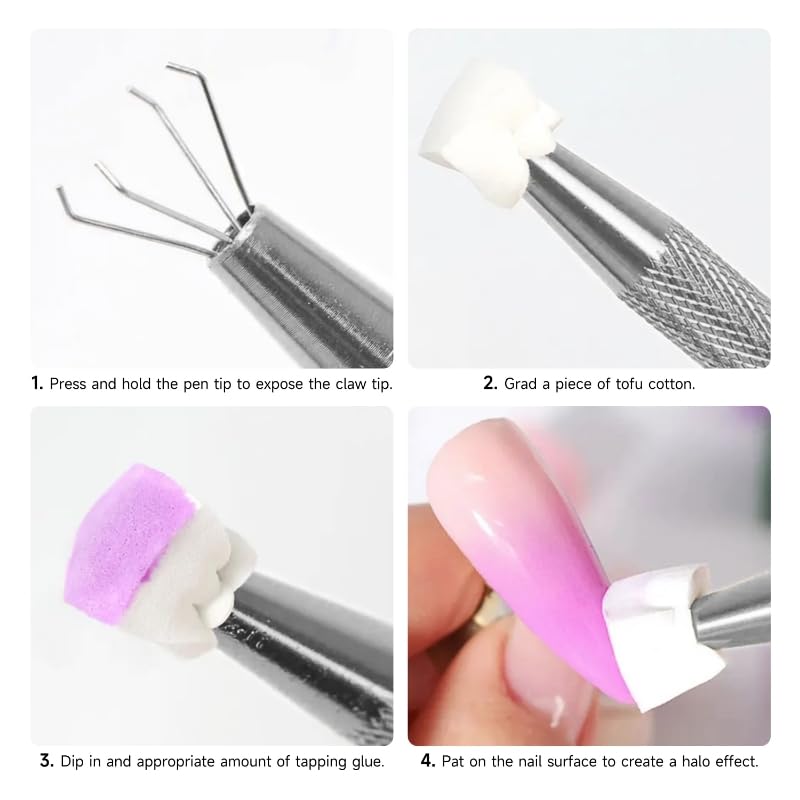 Nail Sponges Set for Ombre Gel,Nail Art Tools Set-50Pcs Colorful Nail Sponges With Gold Grabbing Pen Transparent Plastic Storage Box Cleaning Solution Used to Store Nail Art Tools