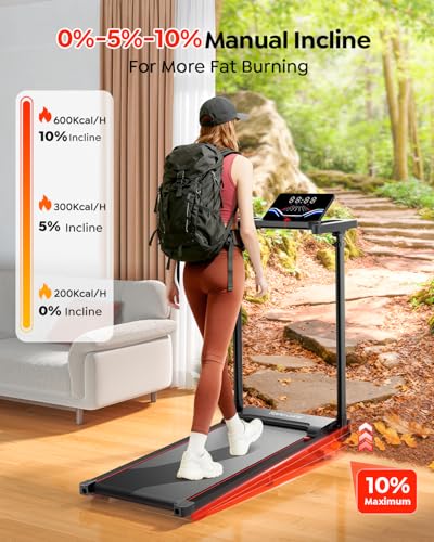 TOPUTURE Walking Pad Treadmill with Incline 10%, 6 in 1 Foldable Treadmill for Home with Adjustable Handle Bar, Walking Pa...
