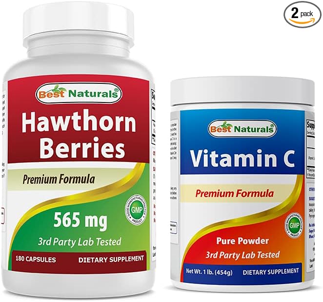 Best Naturals Hawthorn Berry 565 mg & Vitamin C Powder 1 lb