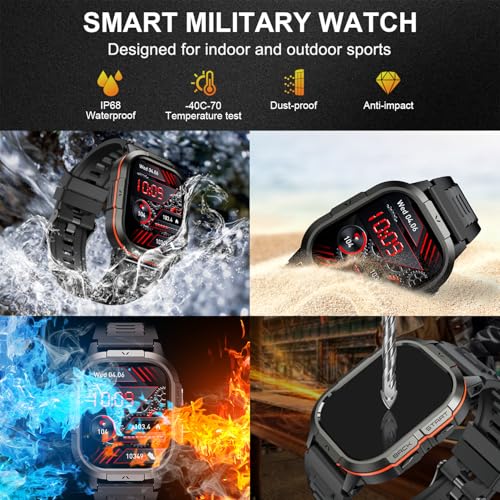 Smart Watch for Men Fitness Tracker: Waterproof Make/Answer Call Military Digital Watches Run Smartwatch Android Phones iP...