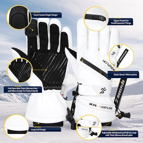 MORXPLOR Winter Ski Snow Gloves Men Women,Windproof Touchscreen Snowboard 3M Thinsulate Insulated Warm Winter Snowmobile G...