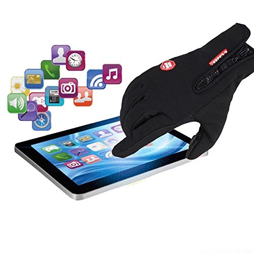 HKXY Bicycle Motorcycle Waterproof Gloves Outdoor Sport Warm Windproof Thermal Touch Gloves Riding Running Bike Cycling Gl...