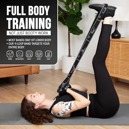 KSDD Elastic Yoga Strap with 11 Loops – Premium Stretch Band for Flexibility, Physical Therapy, Pilates, Leg & Full-Body E...