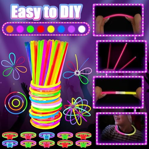 MIBOTE 269Pcs Led Light Up Toys Party Favors Glow in the Dark Party Supplies for Kid/Adults Halloween with Light Up Glasse...