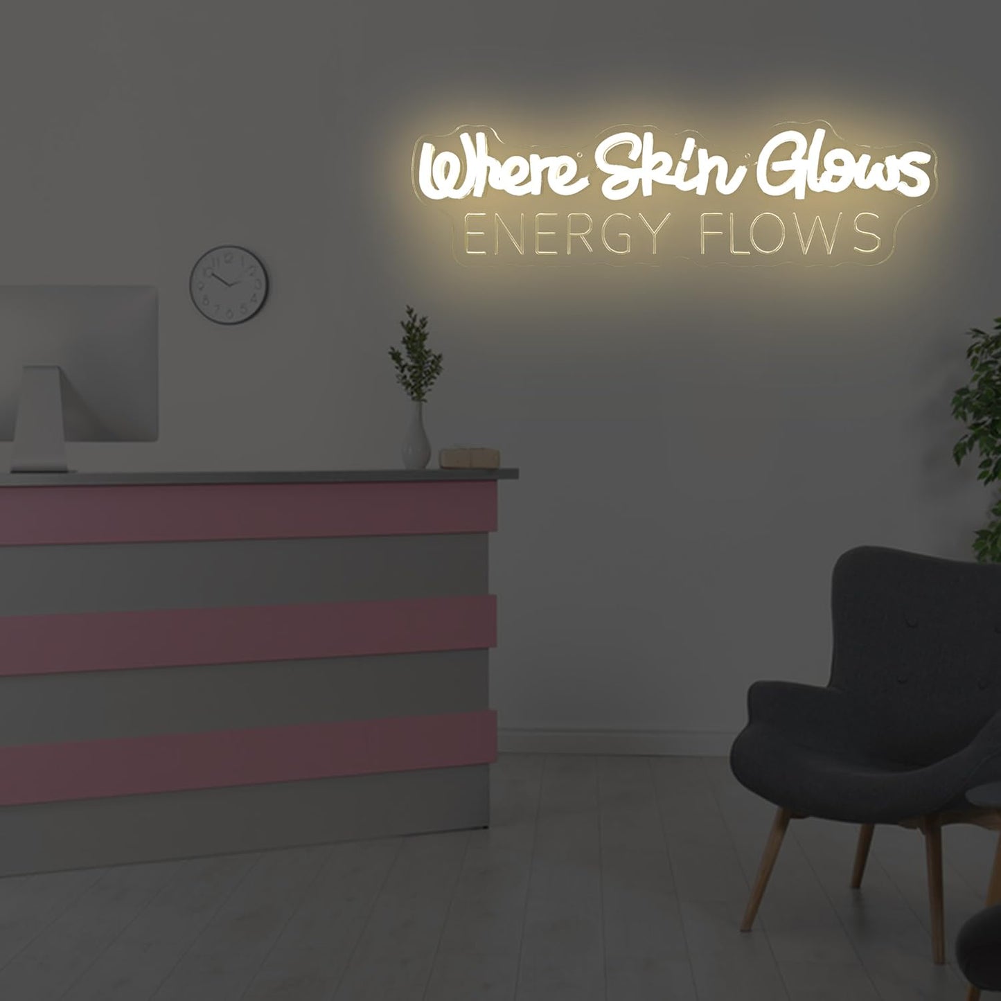 Where Skin Glows Energy Flows Neon Sign For Wall Decor Spa Neon Led Sign Dimmable Beauty Salon Neon Light Up Sign For Esthetician Spa Salon Business Beauty Shop Decorations Gift