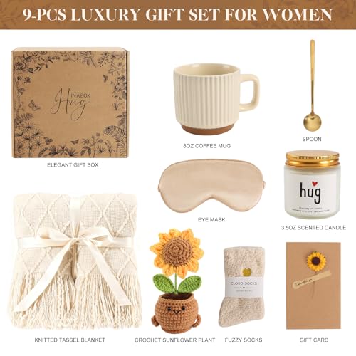 Get Well Gift Baskets for Women, Unique Sunflower Gifts for Her, Sunshine Relaxing Self Care Gift Basket, Thinking of You ...