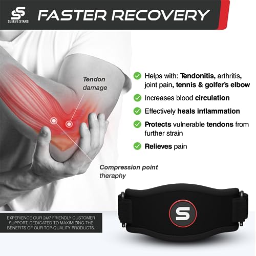 Sleeve Stars Tennis Elbow Brace for Women - Adjustable Tennis Elbow Strap, Golfers Elbow Brace for Men, Counterforce Brace...