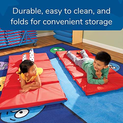 Children's Factory Angels 2" Thick Toddler Nap Mat, Red-Blue, 4 Section Waterproof Sleeping Mat for use in Preschools and ...
