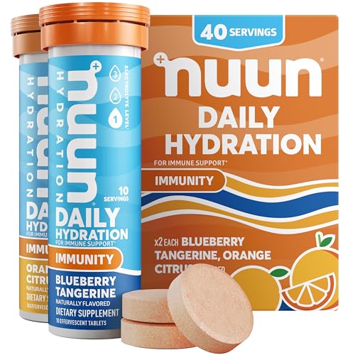 Nuun Immunity Electrolyte Tablets with Vitamin D, C, E, & A, Ginger, Elderberry, Magnesium & 4 Other Essential Electrolyte...