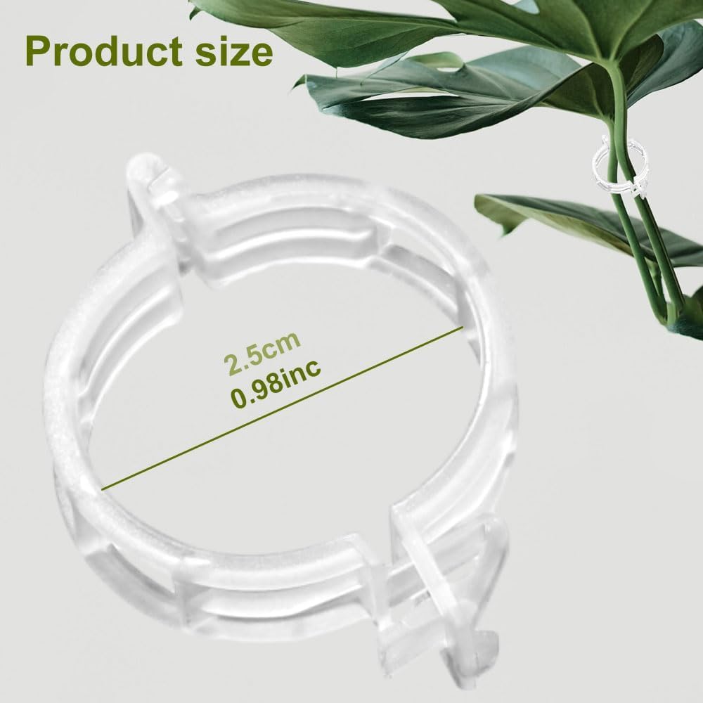 Mqacpu Secured Plastic Plant Clip, Plant Clips for Climbing Plants Clear for Tomato Grape, Plant Fixing Clips,Garden Clips for Climbing Plants,Grape and Vine Vegetables (100, Green)