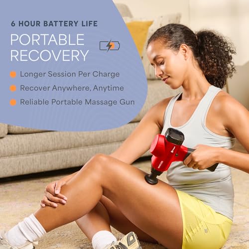 Lifepro Sonic Pro Handheld Electric Massage Gun – Deep Tissue Percussion Massager Gun with 10 Speeds & 9 Heads – Muscle Ma...