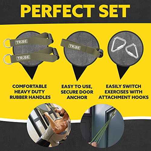 Long Resistance Bands for Working Out Men and Women - Set of 5 Pull-Up Bands, Rubber Handles and Door Anchor - Workout Ban...