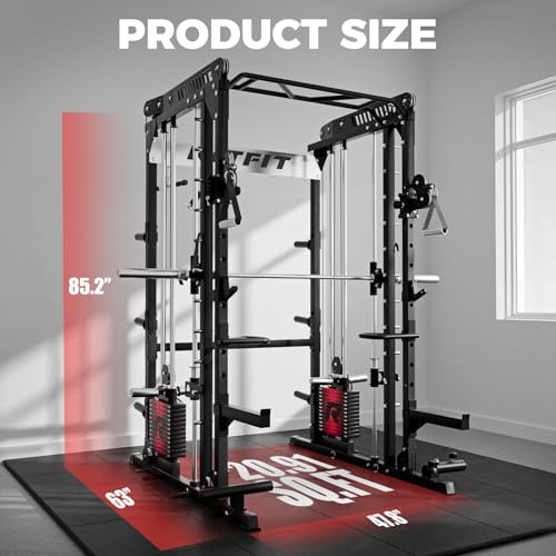 RitFit M1 Pro Smith Machine Package, All-in-One Power Cage with Weight Stack Set, Includes LAT Pulldown & Cable Crossover ...