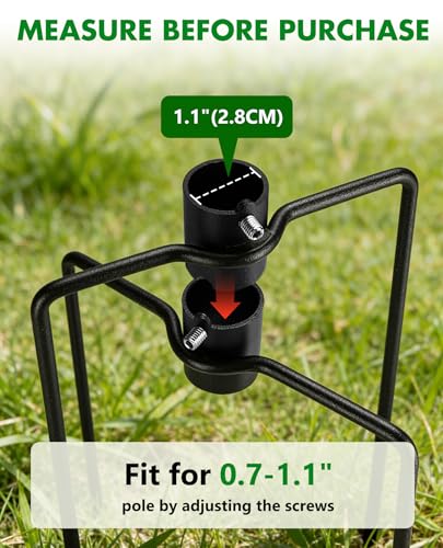 304 Stainless Steel Pole Stabilizer Stand Base: Heavy Duty with 6 Sharp Prongs for 0.7" to 1.1" Outdoor Bird Feeder House ...