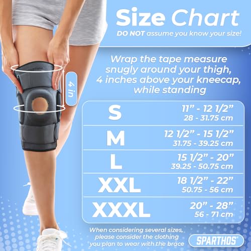 Sparthos Knee Brace - Heavy-Duty Hinged Support for ACL, MCL, Meniscus Tear, Arthritis, Tendonitis Pain - Open Patella - ...