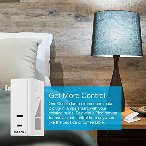 Lutron Caseta Smart Plug-In Lamp Dimmer Switch Kit with Pico Remote, Smart Dimmer for LED Lights, Table and Floor Lamps, 1...