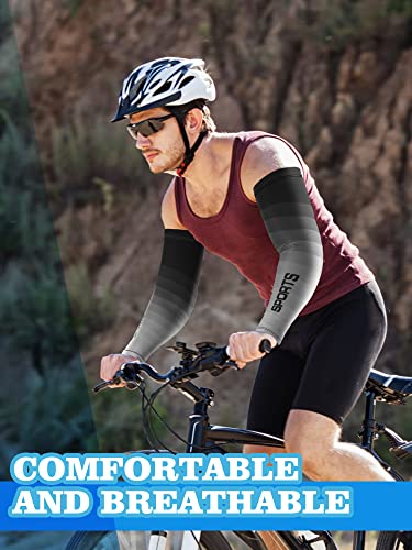 JenPen 6 Pairs Arm Sleeve UV Sun Protection Sleeves Cooling Sports Sleeve Anti Slip Ice Silk Warmers Arm Covers for Men Women