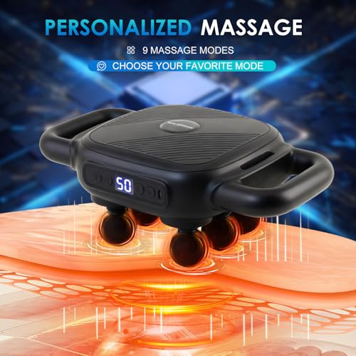 APXPF 6 Head Massage Gun - Deep Tissue Massage Gun with 50 Adjustable Intensities & 9 Modes, Electric Percussion Massage T...