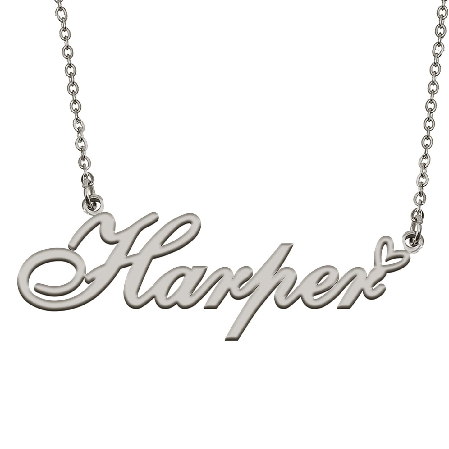 HUAN XUN Harper Name Necklace Stainless Steel for Women Custom Name Necklaces Letter Charms Gifts for Best Friend Birthday