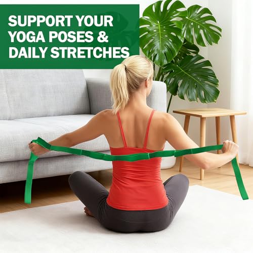 Stretching Strap Yoga Straps for Physical Therapy, 10 Loops Non-Elastic Stretch Band for Pilates, Flexibility, Exercise an...