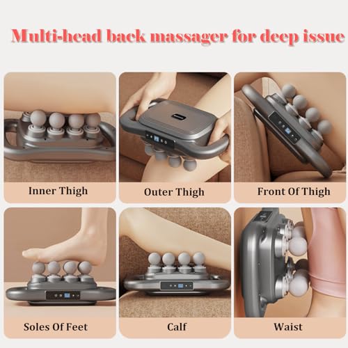 Back Massager for Relief Deep Tissue with Heat, 8 Heads Hands-Free Electric Back Massager, with 9 Modes & 9 Levels Deep Ti...