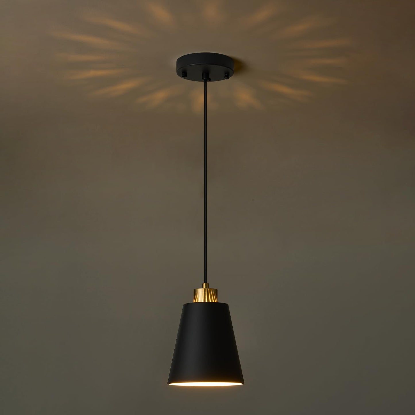Lamknvs 3-Pack Matte Black Pendant Lights Metal Cone Kitchen Island Pendant Lighting With Gold Modern Hollow Shade Hanging Light Fixture For Dining Room Bar Hallway 63 Adjustable Cord