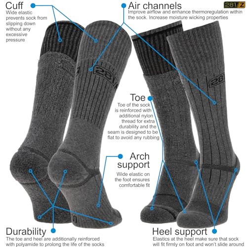 281Z Military Demi Season Breathable Mid Calf Uniform Boot Socks - Army Tactical Trekking Hiking - Outdoor Fishing Hunting