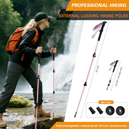 Yourjoy Hiking Trekking Poles, Macaron Colors 2 Pack Anti Shock, Adjustable, Collapsible Hiking Poles for Trekking or Walk...