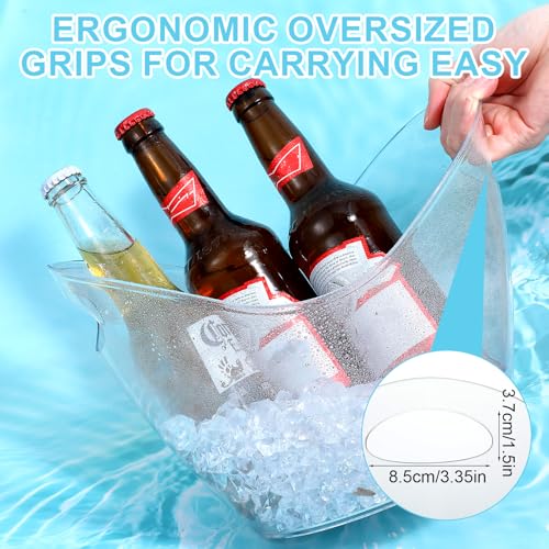 4 Pcs Ice Bucket for Parties, 4L Clear Acrylic Beverage Tub with Scoops, Wine Buckets for Mimosa Cocktail Bar Parties Supp...