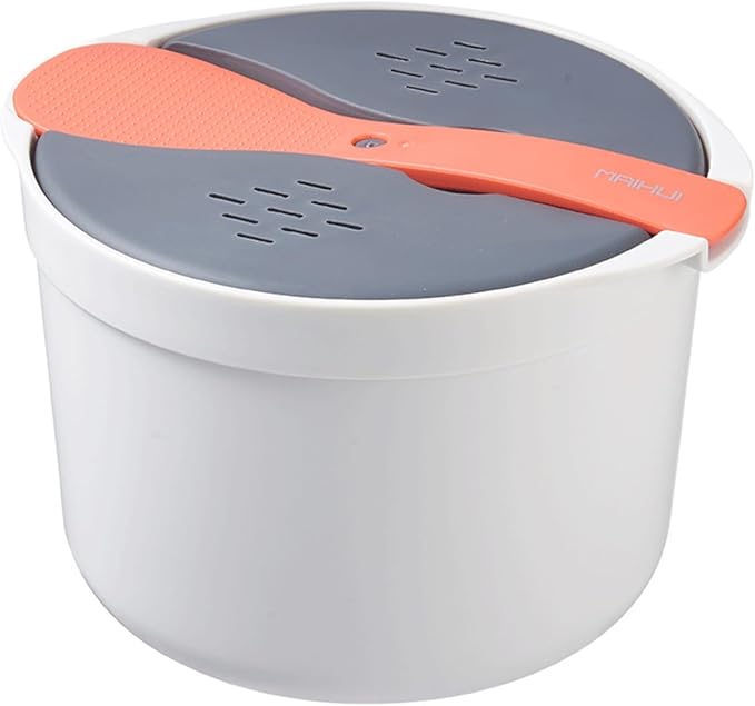 Microwave Rice Cooker, 2L Microwave Rice Steamer Pasta Cooker, Food Grade PP Microwave Rice Cooker, Strainer and Steamer Pot Set,4PCS(COLOR:orange)
