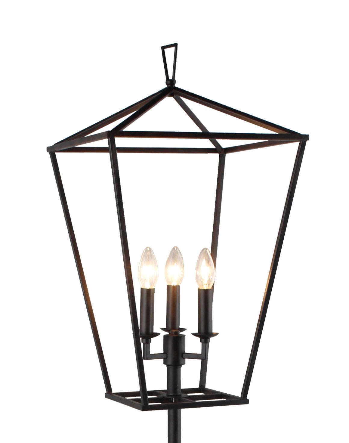 Homeroots Black Three Light Floor Lamp With Geometric Shade - 64 X 14 X 14 In.