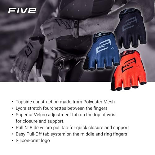 FIVE GLOVES RC3 Gel Cycling Gloves, Unisex Fingerless Gloves for Road Bikes, Dirtbikes, MTB, and More – Black, Blue, and R...