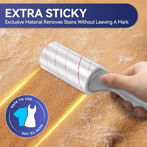 Lint Rollers for Pet Hair Extra Sticky, 880 Sheets Mega Value Set with Reinforced 4 Handles and Tough Paper, Lint Roller f...
