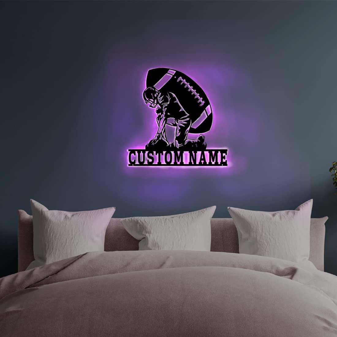 Personalized Name 7 Colors Football lamp Custom Wall Art Night Light LED Name Sign Gift for Boys Men Girls Football Lover