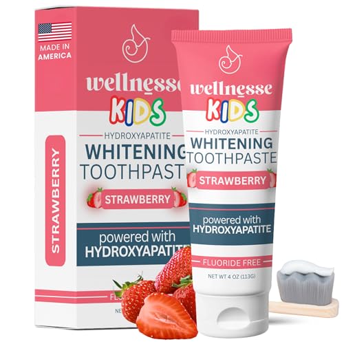 Wellnesse Kids Hydroxyapatite Toothpaste with Xylitol - Fluoride Free Toddler & Kid's Natural Toothpaste, Freshens Breath,...
