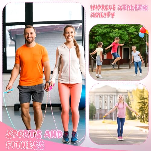 Aoriher 80 Pcs Jump Rope Bulk 7.22 ft Adjustable Stripe Skipping Rope Outdoor Exercise Fitness Equipment for Playground Ac...