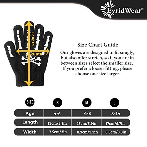 Evridwear Kids Winter Gloves,3 Pairs Knit Warm Stretch Gripper Children Magic Glove for Boys Girls 4-14 Years