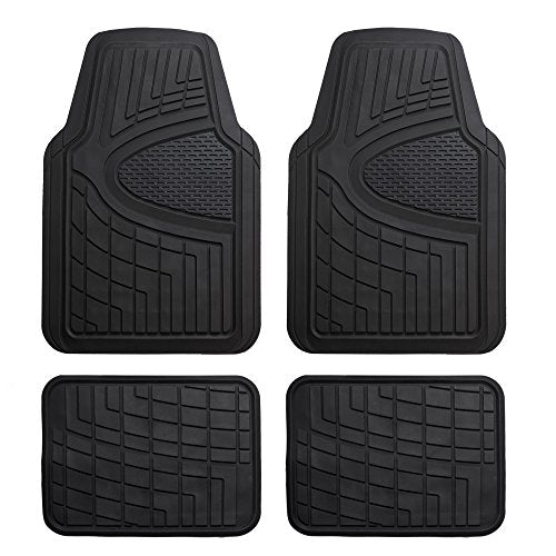 FH Group Automotive Floor Mats - Heavy-Duty Rubber Floor Mats for Cars, Universal Fit Full Set, Climaproof & Trimmable Flo...