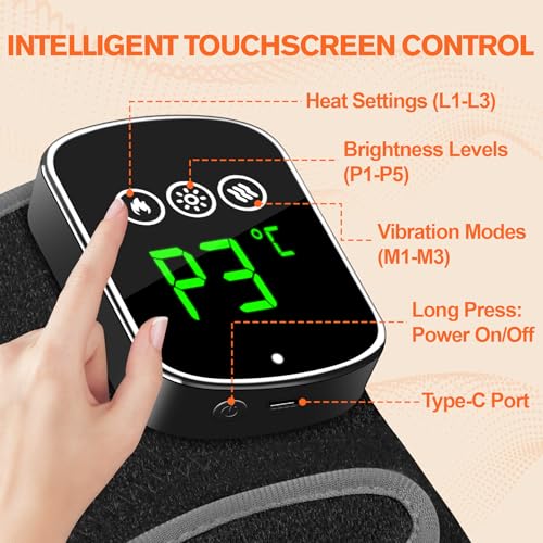 LanSuper Red Light Therapy for Knee, Heated&Vibration Red Light Therapy Knee Brace, Knee Massager for Pain Relief, 660nm&8...