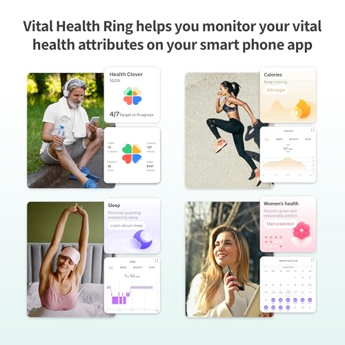 FREEZE2TRIM Vital Health Smart Ring Black Smart Ring for Women Vital Health Ring Smart Rings for Men with Fitness Trackin...