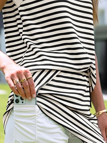 Glamaker Summer 2 Piece Short Skirt Sets For Women Striped Sleeveless Tennis Skorts Travel Vacation Outfit 2026