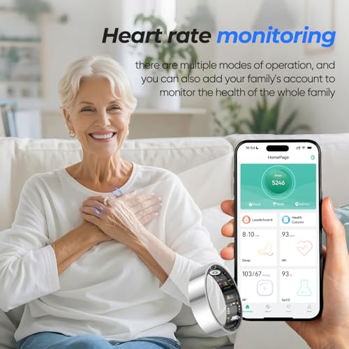 BIEMHA Smart Ring with Sleep Monitoring, 10-Day Battery Life, Stress/Heart Rate/Women's Health Tracker,No APP Subscriptio...
