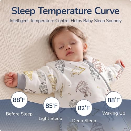 Baby Sleep Sack 3–6 Months, 2.5 TOG Warm Cotton Sleep Sack with Detachable Long Sleeves, Winter Wearable Blanket for Cold ...