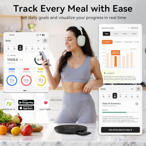 Ultrean Smart Food Scale with Nutritional Calculator, Kitchen Scale for Weight Loss, Food Weight Scale with App for Calori...