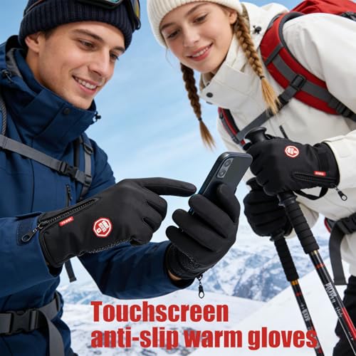 ocpcrn Anti-Slip Waterproof Thermal Winter Gloves for Men and Women,Windproof Cold Weather Touch Screen Winter Sport Outdo...