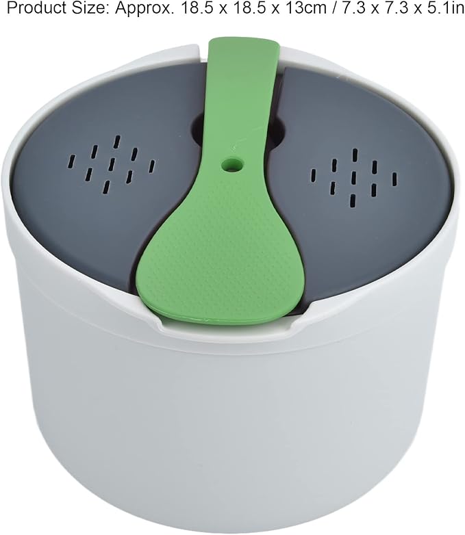 Ejoyous Microwave Rice Cooker, 2L Microwave Steamer Food Grade PP Material Microwave Rice Cooker with Rice Spoon for Home Kitchen Rice Cooking (Green)