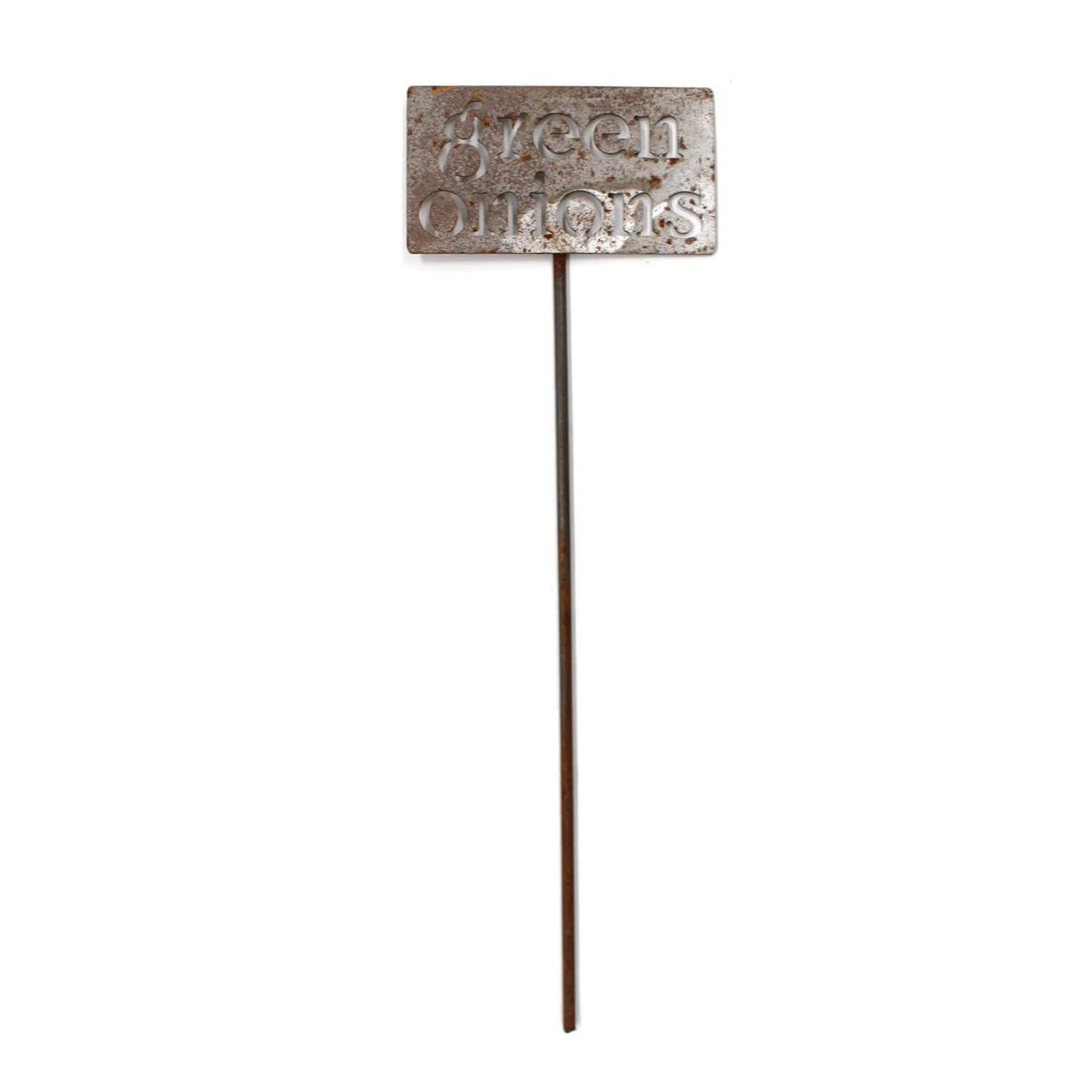 Classic Metal Garden Markers 19 Inches Tall (green onions, Naturally Rusted)